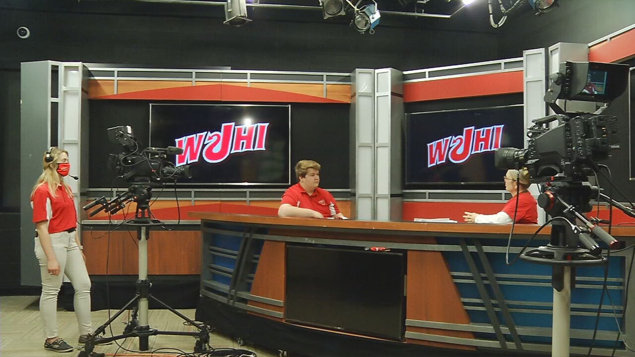 Jeffersonville High School students inside studio